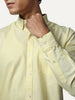 Men's Yellow Cotton Full Sleeve Regular Fit Solid Oxford Shirt With Button-Down Collar
