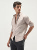 Men's Brown Cotton Full Sleeve Regular Fit Casual Solid Slub Shirt with Spread Collar