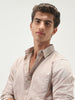 Men's Brown Cotton Full Sleeve Regular Fit Casual Solid Slub Shirt with Spread Collar