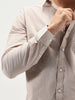 Men's Brown Cotton Full Sleeve Regular Fit Casual Solid Slub Shirt with Spread Collar