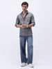 Men's Grey Cotton Full Sleeve Regular Fit Casual Solid Slub Shirt with Spread Collar