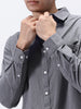 Men's Grey Cotton Full Sleeve Regular Fit Casual Solid Slub Shirt with Spread Collar