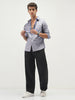 Men's Lavender Cotton Full Sleeve Regular Fit Casual Solid Slub Shirt with Spread Collar