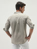 Men's Light Olive Cotton Full Sleeve Regular Fit Casual Solid Slub Shirt with Spread Collar