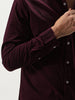 Men's Maroon Cotton Full Sleeve Regular Fit Casual Solid Slub Shirt with Spread Collar