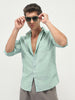 Men's Mint Cotton Full Sleeve Regular Fit Casual Solid Slub Shirt with Spread Collar