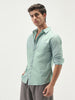 Men's Mint Cotton Full Sleeve Regular Fit Casual Solid Slub Shirt with Spread Collar