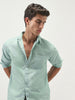 Men's Mint Cotton Full Sleeve Regular Fit Casual Solid Slub Shirt with Spread Collar