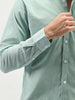 Men's Mint Cotton Full Sleeve Regular Fit Casual Solid Slub Shirt with Spread Collar