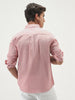 Men's Pink Cotton Full Sleeve Regular Fit Casual Solid Slub Shirt with Spread Collar