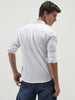 Men's White Cotton Full Sleeve Regular Fit Casual Solid Slub Shirt with Spread Collar