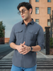 Men's Dark Grey Cotton Full Sleeve Regular Fit Casual Solid Shirt