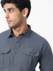Men's Dark Grey Cotton Full Sleeve Regular Fit Casual Solid Shirt