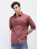 Men's Dusty Pink Cotton Full Sleeve Regular Fit Casual Solid Shirt
