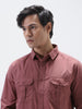 Men's Dusty Pink Cotton Full Sleeve Regular Fit Casual Solid Shirt