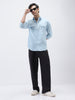 Men's Light Blue Cotton Full Sleeve Regular Fit Casual Solid Shirt
