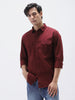 Men's Maroon Cotton Full Sleeve Regular Fit Casual Solid Shirt
