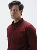 Men's Maroon Cotton Full Sleeve Regular Fit Casual Solid Shirt