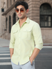 Men's Pastel Green Cotton Full Sleeve Regular Fit Casual Solid Shirt