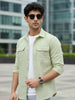 Men's Pastel Green Cotton Full Sleeve Regular Fit Casual Solid Shirt