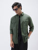 Men's Sage Green Cotton Full Sleeve Regular Fit Casual Solid Shirt