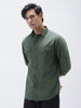 Men's Sage Green Cotton Full Sleeve Regular Fit Casual Solid Shirt