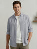 Men's Dark Blue Cotton Full Sleeve Regular Fit Casual Striped Shirt