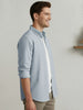 Men's Light Blue Cotton Full Sleeve Regular Fit Casual Striped Shirt