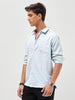 Men's Light Blue Cotton Full Sleeve Regular Fit Casual Striped Shirt