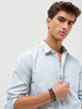 Men's Light Blue Cotton Full Sleeve Regular Fit Casual Striped Shirt