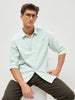 Men's Light Green Cotton Full Sleeve Regular Fit Casual Striped Shirt