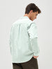 Men's Light Green Cotton Full Sleeve Regular Fit Casual Striped Shirt