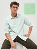 Men's Light Green Cotton Full Sleeve Regular Fit Casual Striped Shirt