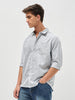 Men's Light Grey Cotton Full Sleeve Regular Fit Casual Striped Shirt
