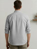 Men's Light Grey Cotton Full Sleeve Regular Fit Casual Striped Shirt