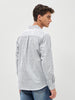 Men's Light Grey Cotton Full Sleeve Regular Fit Casual Striped Shirt
