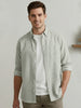 Men's Light Olive Cotton Full Sleeve Regular Fit Casual Striped Shirt