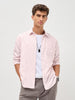 Men's Light Pink Cotton Full Sleeve Regular Fit Casual Striped Shirt