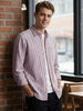 Men's Maroon Cotton Full Sleeve Regular Fit Casual Striped Shirt