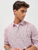 Men's Maroon Cotton Full Sleeve Regular Fit Casual Striped Shirt