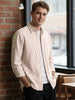 Men's Pumpkin Spice Cotton Full Sleeve Regular Fit Casual Striped Shirt