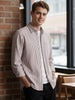 Men's Rust Cotton Full Sleeve Regular Fit Casual Striped Shirt