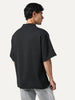 Men's Black Cotton Half Sleeve Relaxed Fit Textured Shirt with Cuban Collar