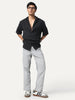 Men's Black Cotton Half Sleeve Relaxed Fit Textured Shirt with Cuban Collar
