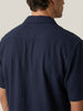 Men's Navy Cotton Half Sleeve Relaxed Fit Textured Shirt with Cuban Collar