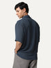 Men's Steel Cotton Half Sleeve Relaxed Fit Textured Shirt with Cuban Collar