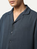 Men's Steel Cotton Half Sleeve Relaxed Fit Textured Shirt with Cuban Collar