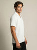 Men's White Cotton Half Sleeve Relaxed Fit Textured Shirt with Cuban Collar