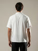 Men's White Cotton Half Sleeve Relaxed Fit Textured Shirt with Cuban Collar