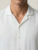Men's White Cotton Half Sleeve Relaxed Fit Textured Shirt with Cuban Collar
